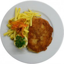 Kalbsschnitzel, mit Hawaii, überbacken